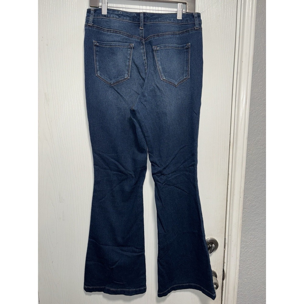 De La Luz High Rise Button Fly Flare Dark Wash Denim Size 10 - Picture 3 of 4